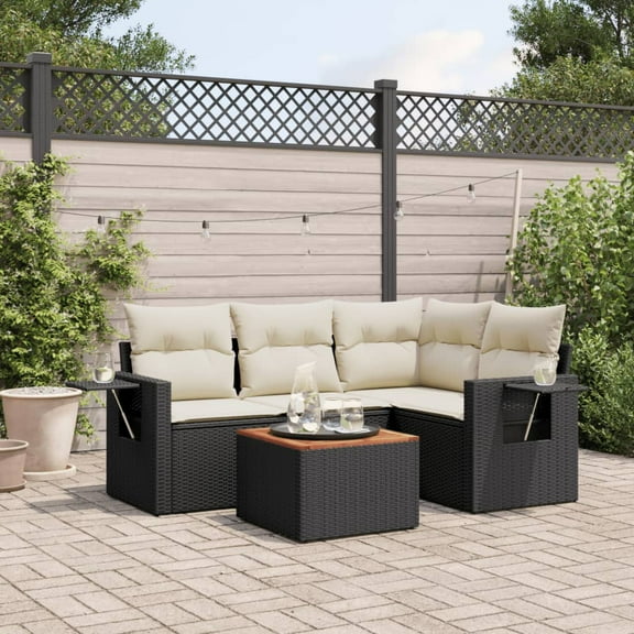 vidaXL Garden Sofa Set Black,Cream White