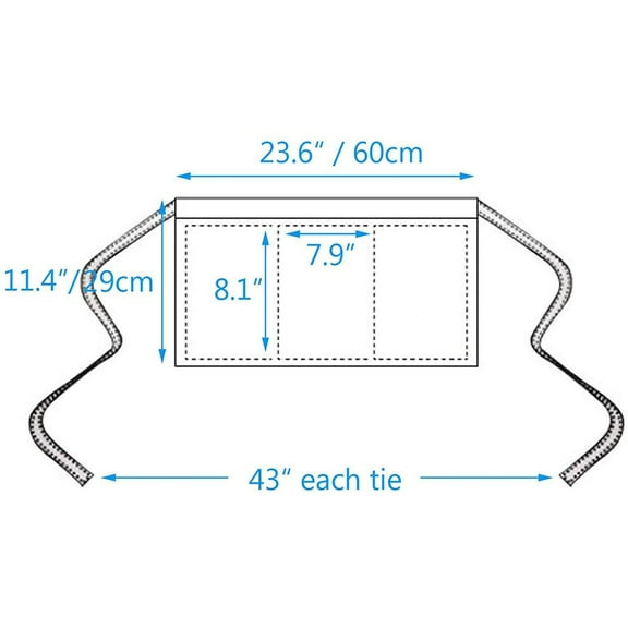 Crossover Apron Painting Apron Youth Apron Black Waitress Waiter Server Short Aprons,Waist Apron With 3 Pockets