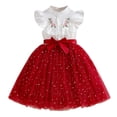 thumbnail image 1 of RXMEKW Robe pour Filles avec Manches en Maille Brodée et Ceinture pour Enfants de 3 à 10 Ans, Design Patchwork pour Fête de Noël et Séance Photo Décontractée, 1 of 9
