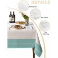 thumbnail image 3 of Turquoise Beige Stripe Tablecloth Square Table Cloth 54x54,Waterproof Outdoor Table Cloth Covers Decorative Table Protector,Modern Art Horizontal Striped Washable Kitchen Party Dinning Table Cover, 3 of 8