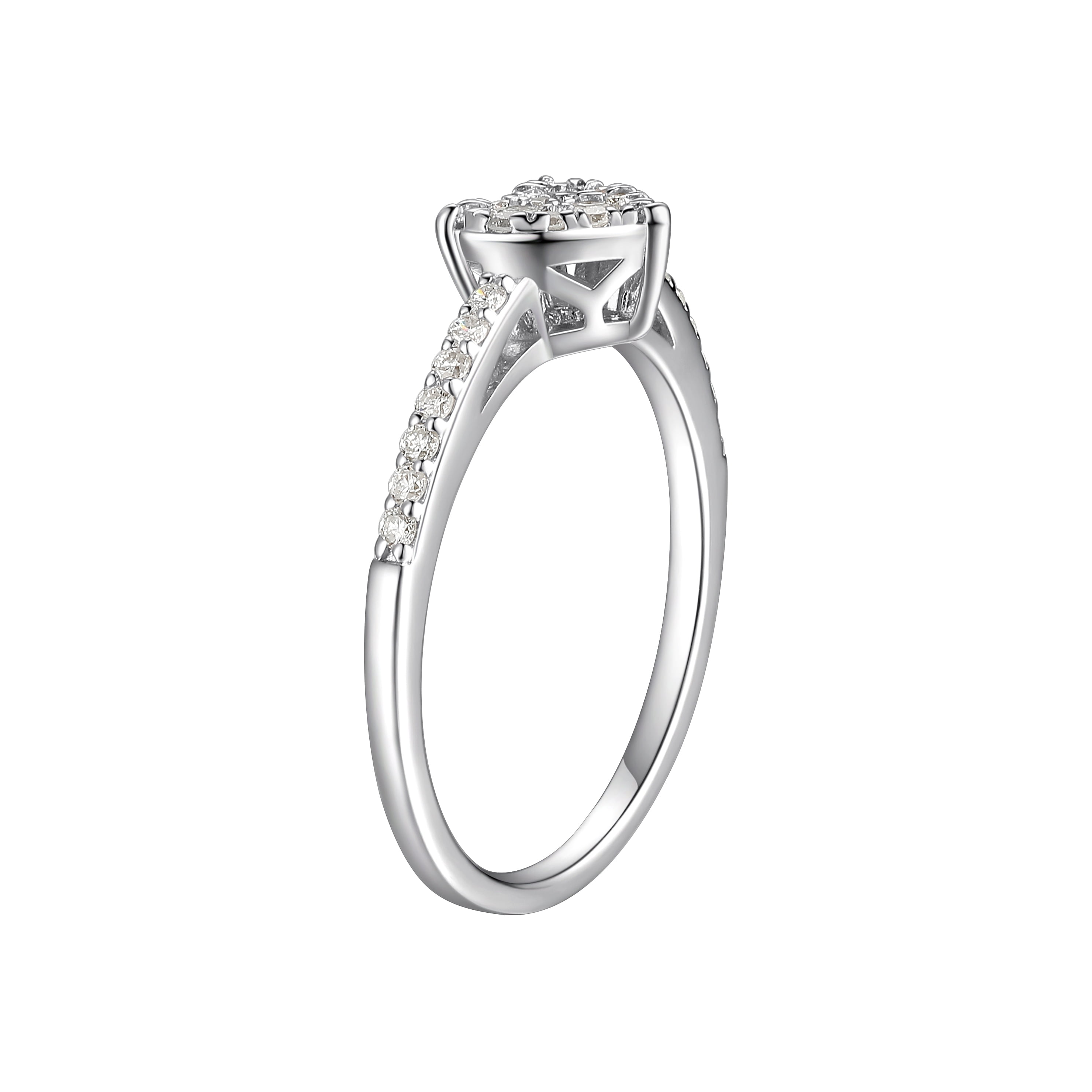 Forever Facets 1/3 CT TW Lab Grown Diamond Heart Ring in Platinum over Sterling Silver, Adult Female
