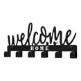 thumbnail image 3 of IVV Adhesive-Mounted Metal Key Holder with "Welcome Home" Accent – Space-Saving Wall-Mounted Organizer with 6 Hooks for Keys, Hats, Towels – Black, 3 of 7