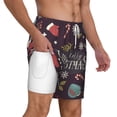 thumbnail image 3 of Picia Merry Christmas pattern Mens Swim Trunks with Compression Liner Stretch Beach Shorts Quick Dry with Zipper Pockets No-Chafing Board Shorts-X-Large, 3 of 9