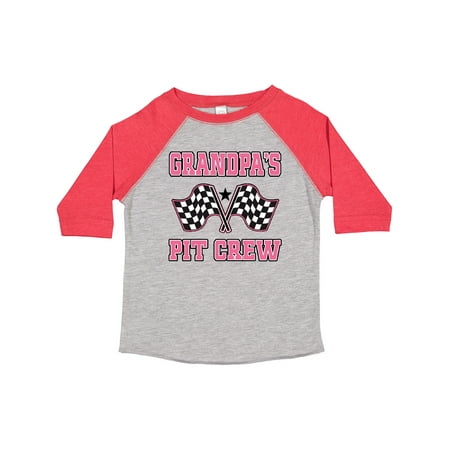 

Inktastic Grandpa Pit Crew Girls Racing Flags Gift Toddler Toddler Girl T-Shirt