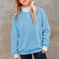 thumbnail image 4 of SGMVNU Girls' Zip Neck Hoodie for Little Girls – Cozy Kids' Casual Sweatshirt with Stand Up Collar Lightweight Winter Layer Sky Blue 7-8 Years, 4 of 7