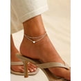 thumbnail image 5 of Sterling Silver Anklets for Women 925 Ankle Bracelets for Women Layered Heart Anklet with Beaded Anklets, 5 of 7