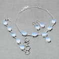 thumbnail image 2 of White Milky Opal Gemstone Necklace Set Handmade Oval Shape Solitaire Jewelry Set, 2 of 3
