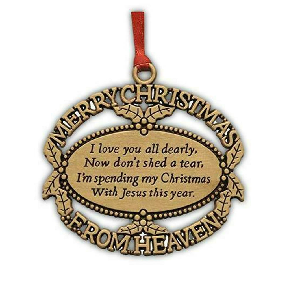 Merry Christmas From Heaven Gold Ornament, Loved One Memorial Tree