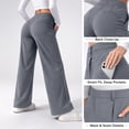 thumbnail image 4 of Lux Decor Women’s Stretch Work Pants - High Waisted Straight Leg Trousers, Wrinkle-Resistant Office Chinos with 2 Pockets, Comfortable Pull-On Work Pants for Travel & Daily Wear - Large, Storm Grey, 4 of 9