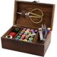 thumbnail image 1 of Cesta de caja de kit de costura, kit de herramientas de reparación de costura para el hogar de mano de madera, accesorios de kit de costura universal para principiantes para mujeres, hombres, adu, 1 of 5