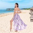 thumbnail image 6 of FORMRS Womens Long Sarong Beach Wrap Semi-Sheer Bikini Skirt Bathing Swimsuit Cover Up, Pastel Purple Marble Pattern, 6 of 7