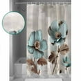 thumbnail image 3 of Tulip Flower Shower Curtains for Bathroom Waterproof Fabric Bath Curtains Decor Bath Tub Curtain Teal Brown Vintage Floral Plant Botanical Decorative Shower Curtain Sets with 12 Hooks, 72x72 Inch, 3 of 6