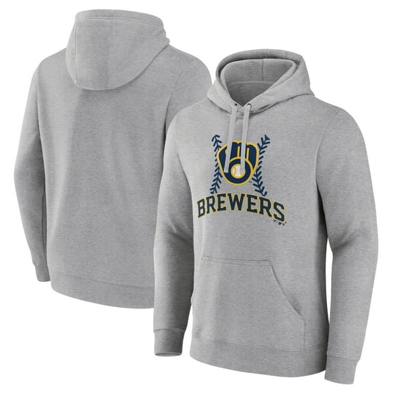 Men's Gray Milwaukee Brewers Fastball Pullover Hoodie