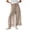 Beige, variant on Tqcoqu Women's High Waisted Wide Leg Cropped Lace Hem Pants, Drawstring Casual Lightweight Trousers with Pockets