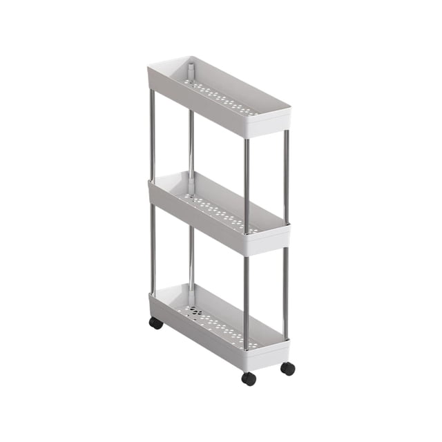 Estantería de cocina de 3 niveles con ruedas, estante de almacenamiento para espacios estrechos, carrito rodante de varios niveles para sala de estar, organizador de baño, carrito utilitario delgado
