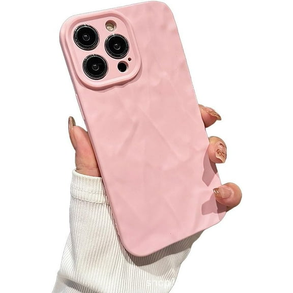 Designed for iPhone Case,Cute Wrinkle Pattern Camera Lens Protection Shockproof Protective Cover Phone Case (iPhone 14 Pro,Pink)