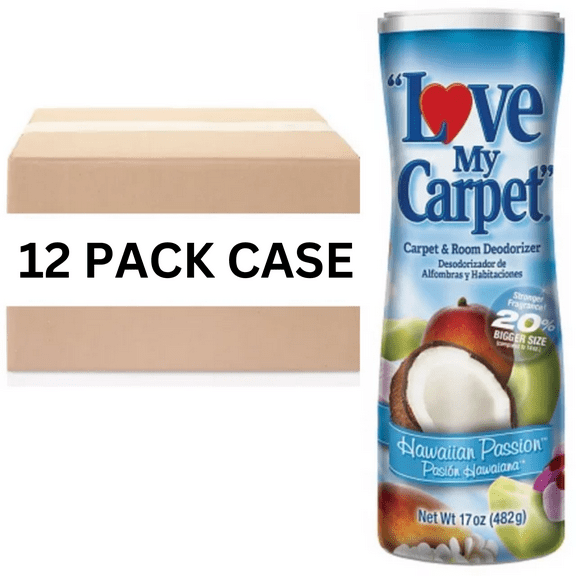 Love My Carpet Room Deodorizer  HAWAIIAN PASSION  17 Ounces Each Container (Pack Of 12 CASE BOXED)