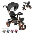 thumbnail image 1 of Triciclo Infantil Tipo Carriola con Bastón Ajustable Luz y Sonido-Negro, 1 of 8