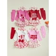 thumbnail image 3 of BemeyourBBs Newborn Baby Girl My First Valentines Day Outfit Long Sleeve Letters Heart Printed Romper with Ruffle Skort Skirt Set Headband and Stockings 4Pcs Spring Clothes, 3 of 9