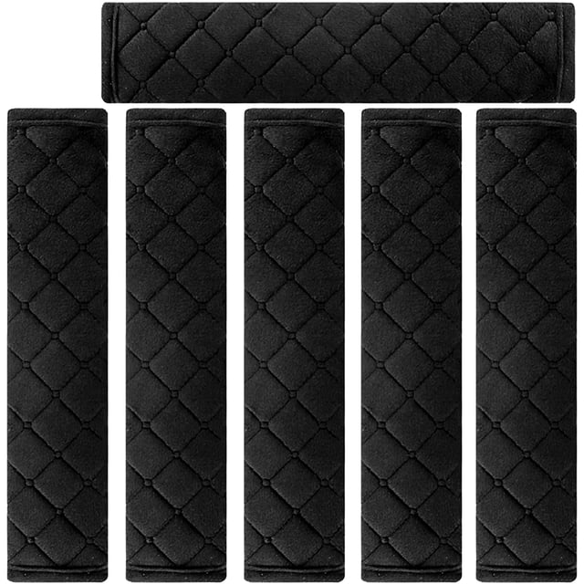 CHAO Cinturón de seguridad para automóvil de 6 piezas, almohadillas cómodas para el automóvil, protege los hombros, negro