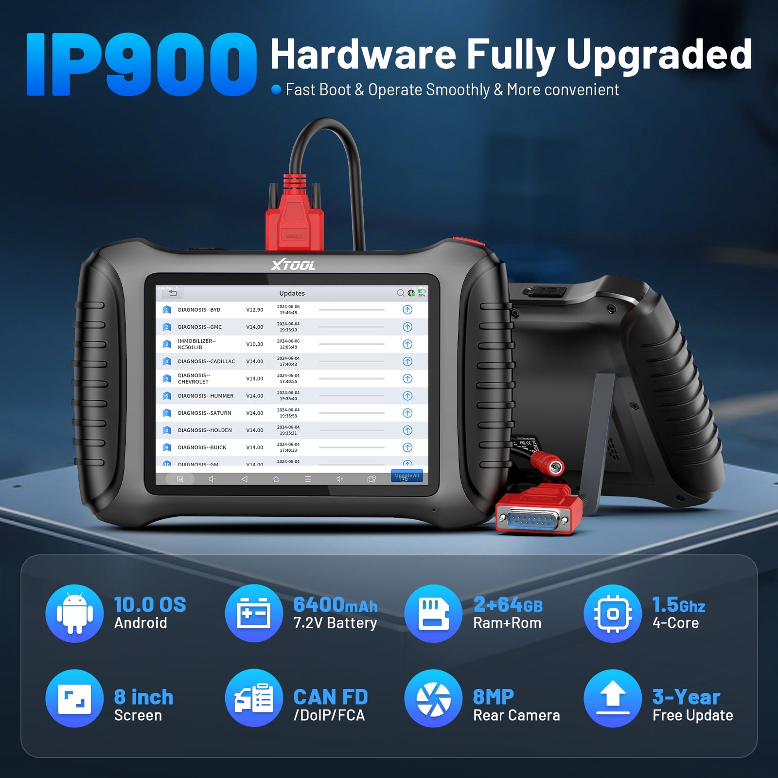 XTOOL IP900 Bidirectional Scan Tool 2026 AI-Assisted OBD2 Scanner Diagnostic Tool with ECU Cod-ing 41+ Services, FCA, 3-year Free Update