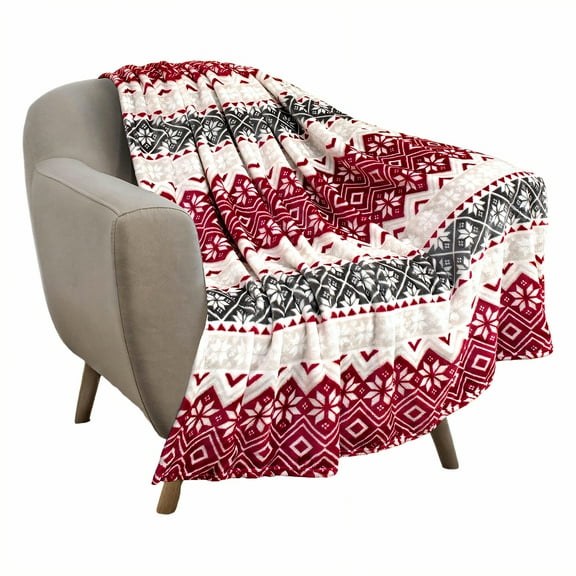AUQ Throw Blanket,Reindeer Snowflake Motif Throw Blanket for Couch,Plush Warm Cover Bed Blankets,Style1,40*51in