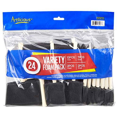 Variety - 24 Pack Artlicious Foam Paint Brush Value Pack 