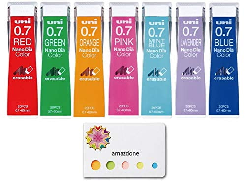 Pens Color Mechanical Pencil 0.5mm 7 Color Red/Blue/Pink/Orange/Green/Mint Blue/Lavender Sticky Notes Value Set 