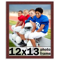 12x13 Frame Brown Mahogany Solid Wood Picture Frame Includes UV Acrylic Plexiglass, Acid Free Foam