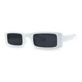 thumbnail image 2 of Womens Thin Narrow Rectangular Mod Sunglasses White Black, 2 of 4