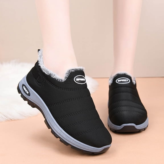 Miluxas Snow Boots for Women Winter Warm Fleece Lined Ankle Booties Comfortable Slip On Lightweight Womens Height Increasing Boots Black 9(42)