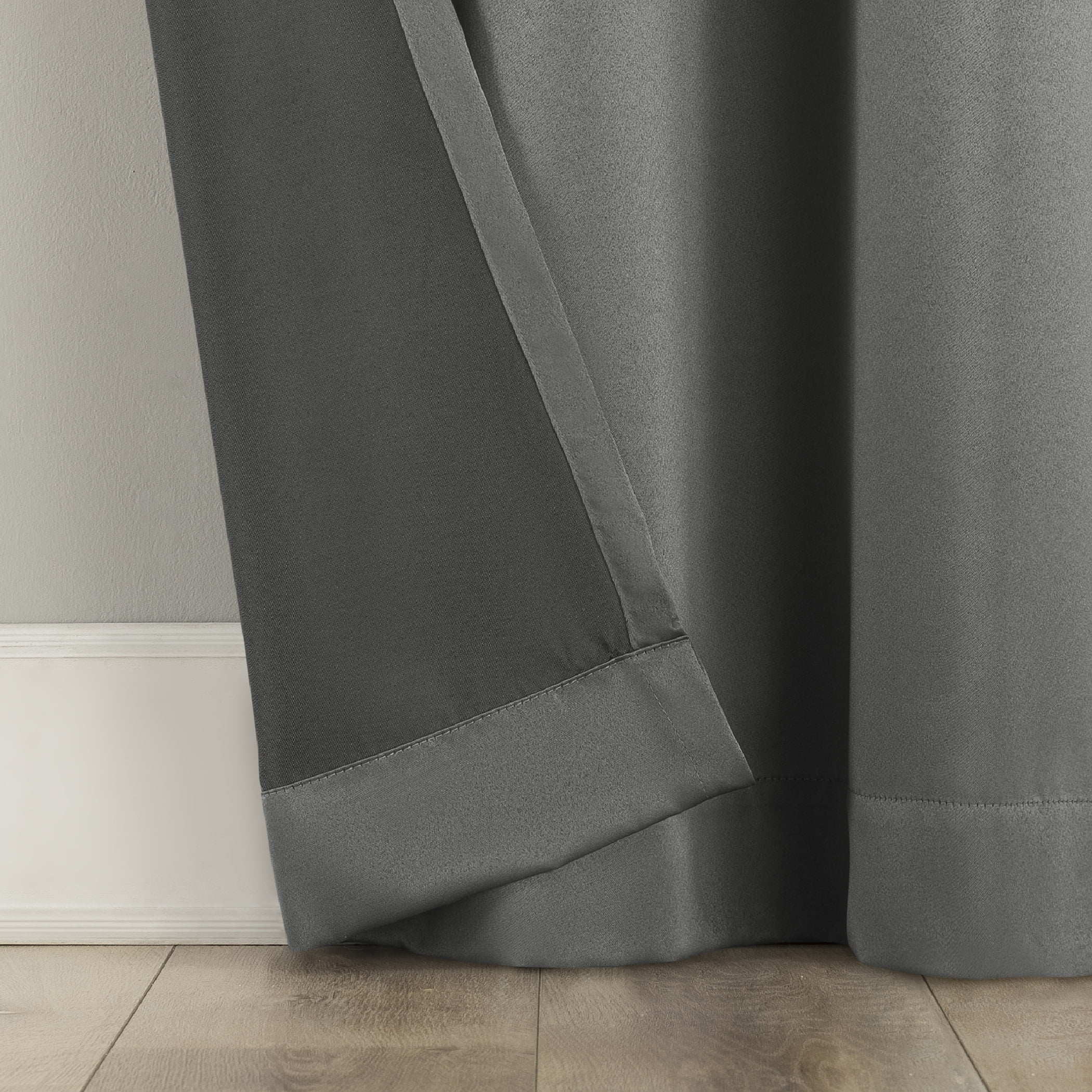 No. 918 Brandon 2-Piece Magnetic Closure Room Darkening  Grommet Top Curtain Panel, Gray, 54.0”W x 96"L