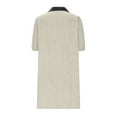 thumbnail image 4 of Camisas de Cuello en V de Manga Corta para Mujeres Vestido de Túnica de Rayas con Botón de Verano con Bolsillos, 95% Poliéster 5% Spandex para Diario Y Fiesta, 4 of 6