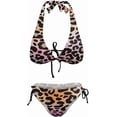 thumbnail image 5 of SKQIT Women's Leopard Bikini Sets 2 Piece Bathing Suits Sexy Halter Bikini Swimsuits Side Tie Thong Bottom Swimwear, 5 of 7