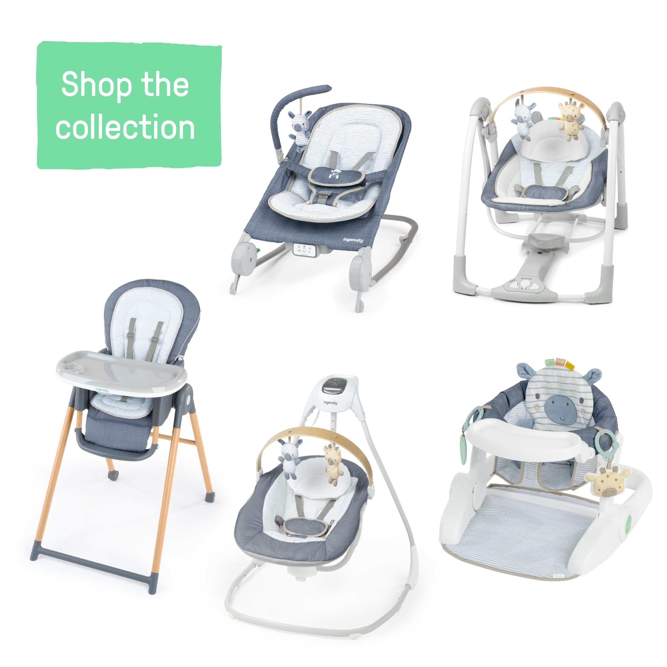 Ingenuity Swing 'n Go Portable Baby Swing, Chambray Blue, Ages 0-9 Months, Up to 20 Pounds