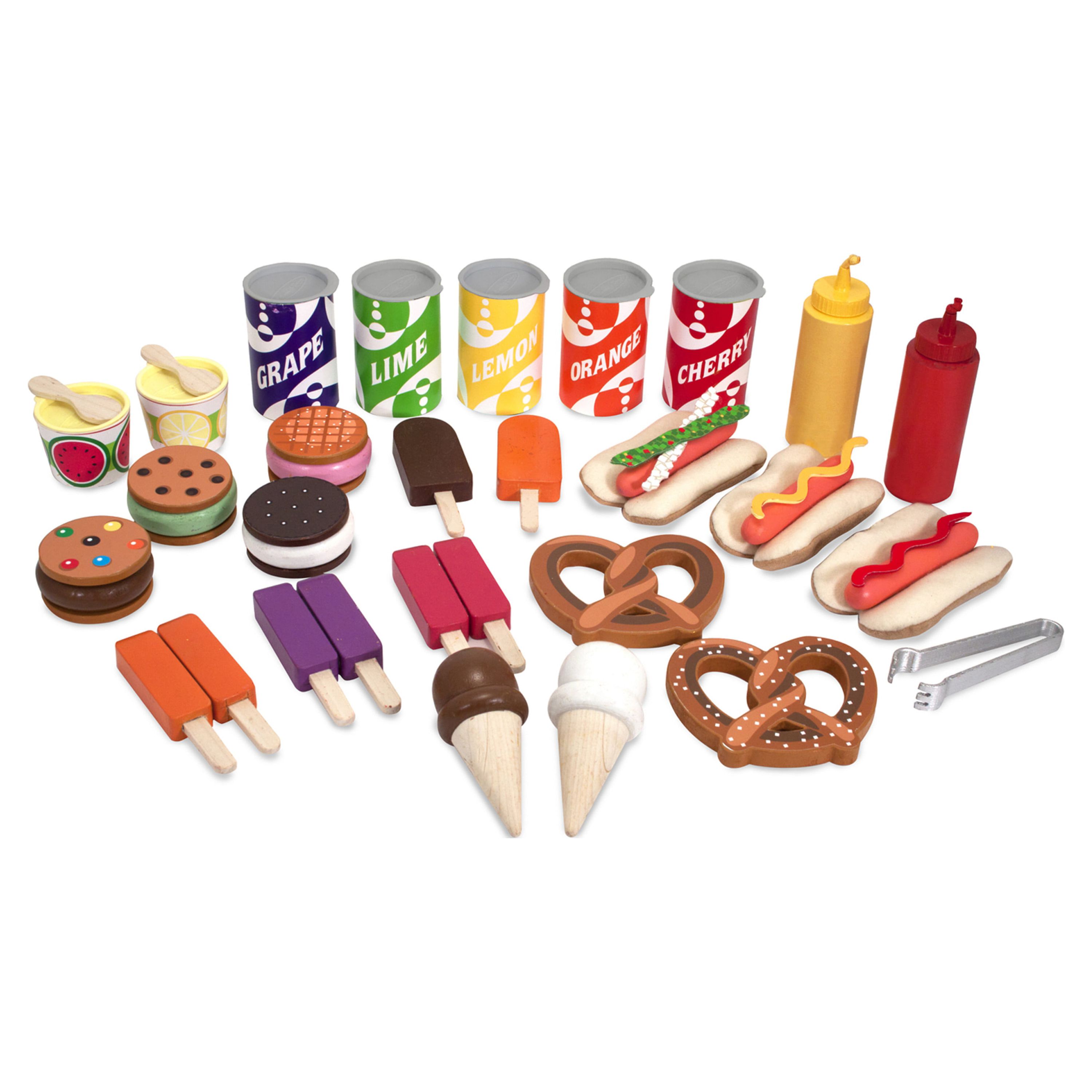 Melissa & Doug Wooden Snacks and Sweets Food Cart - 40+ Play Food pcs, Reversible Awning - image 5 of 11
