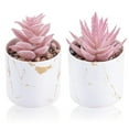 thumbnail image 5 of Mini Artificial Succulent Plants Set of 2, Pink Faux Potted Desk Decor for Women, Small Fake Plants for Home Office, White Elephant Gifts for Adults white elephant gifts under 10 dollars, 5 of 7