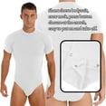 thumbnail image 7 of Alvivi Men's Short Sleeve Press Button Crotch Shirt Bodysuit Undershirts Leotard Top Jumpsuit White L, 7 of 7