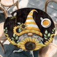 thumbnail image 2 of Yellow Gnomes Round Tablecloth, Fitted Table Cover with Elastic for 36"-44" Round Tables, Sunflower Bee Brown Wood Abstract Art Table Cloth Outdoor Indoor Dinning Party Waterproof Tablecloths, 2 of 7
