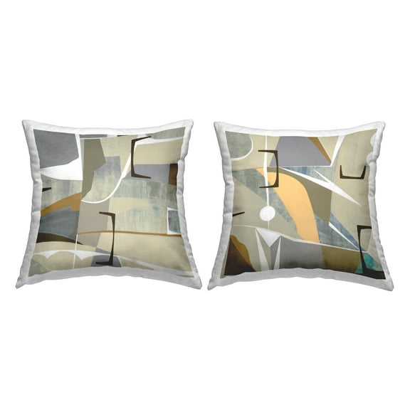 Stupell Industries Retro Geometric Layered Shapes Square Decorative Printed Throw Pillow, 18 x 18, Set of 2