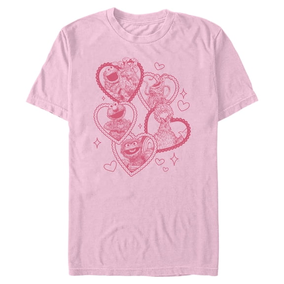 Mens Sesame Street Heart Framed Characters T Shirt