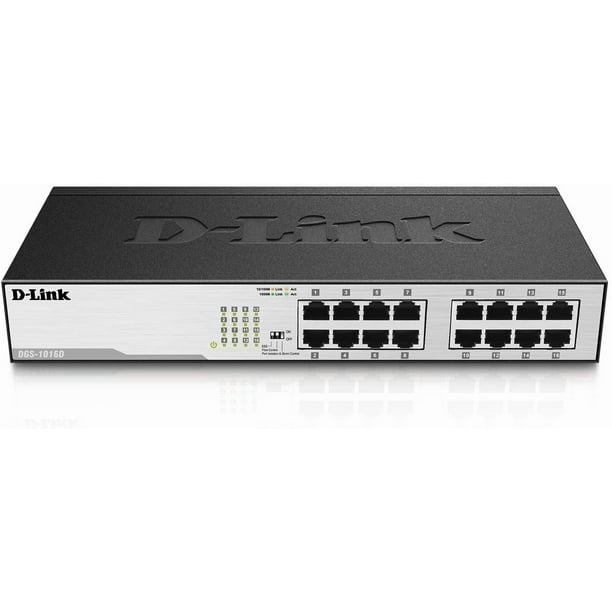Conmutador Ethernet D-Link DGS-1016D de 16 puertos Gigabit no administrado