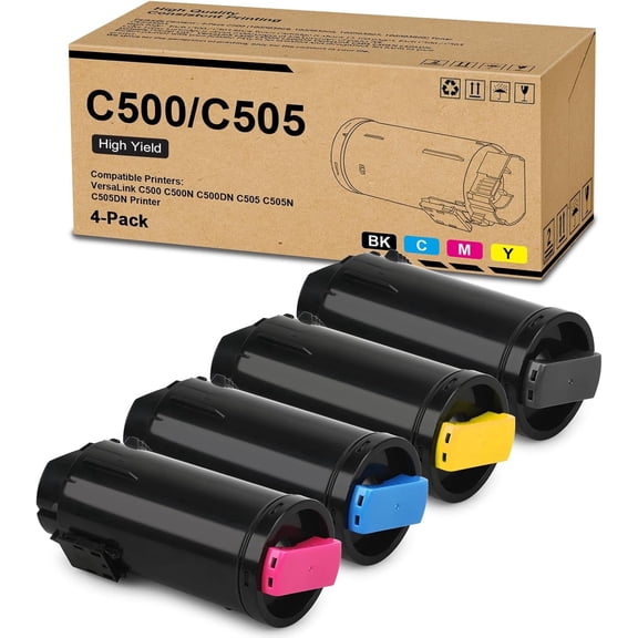 VersaLink C500/C505 Extra High Capacity Toner Cartridge Replacement Compatible for Xerox Versalink C500 C505 Toner Use for C500 C500DN C500N C505 C505DN C505N C505S Printer(4 Pack,B/C/M/Y)