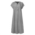 thumbnail image 5 of ZANZEA Women's Summer Evening Dress V-Neck Side Fork Plaid Shirt Dresses, 5 of 5
