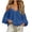 Blue, variant on Off the Shoulder Tops for Women Puff Long Sleeve Casual Shirts V Neck Cold Shoulder Going Out Blouses,L,Blue