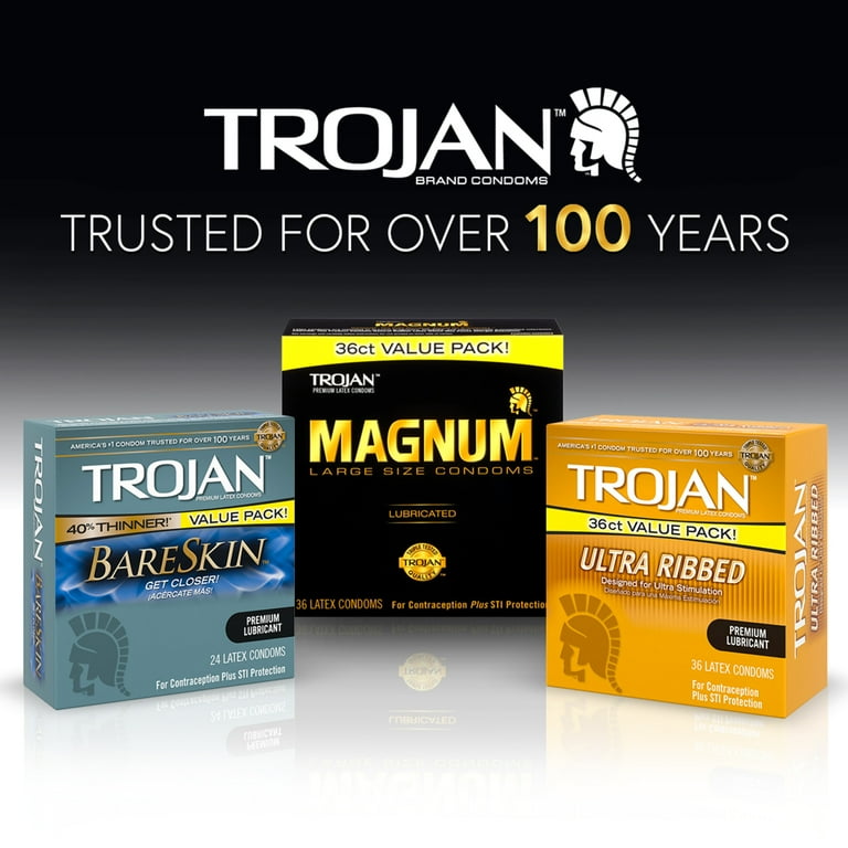 Trojan Her Pleasure Condoms With Spermicidal Lubricant - 12 Count