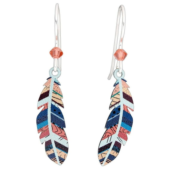 COLORFUL FEATHER Hypo-Allergenic Earrings, Sterling Silver Plated, by Sienna Sky