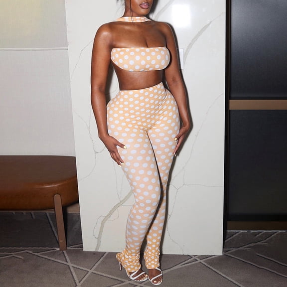 Polka Dot Strapless Two-Piece Set