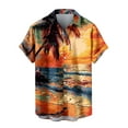 thumbnail image 4 of Women's Button Down Collared Y2K Tops Dressy Casual Fashion Short Sleeve Tunic Tops Loose Fit Flowy Hawaii Shirts for Travel Vintage Summer Clothes Sunset Print Blouse for Beach Orange T Shirts XXL, 4 of 4