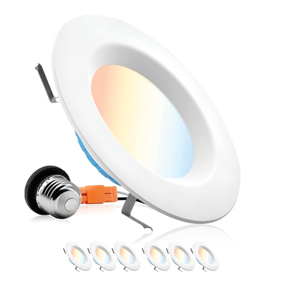 PARMIDA (6 Pack) 5/6 Inch 5CCT LED Recessed Lighting, Dimmable, 12W, 1000LM, 2700K/3000K/4000K/5000K/6000K 5 Color Selectable, Sm